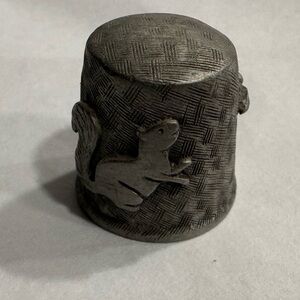 Vintage Rawcliffe Pewter Squirrel and Acorn Thimble